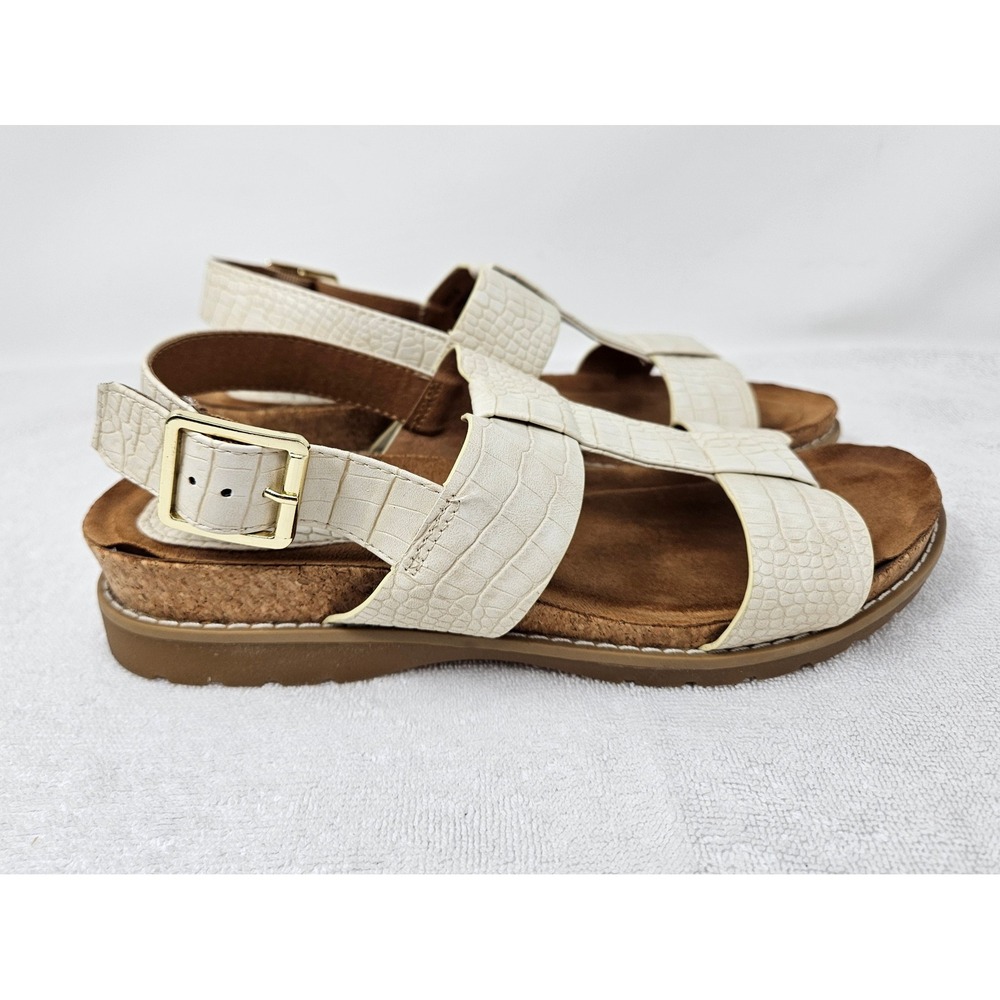 Eurosoft by Sofft Women's Lani T-Strap Sandals, Beige, Size 9M, Good Cond